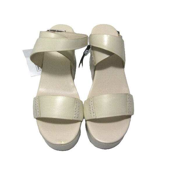 Zara SRPLS Collection NEW Women's Size 6.5 37 Cream Platform Leather Sandals - Picture 8 of 16